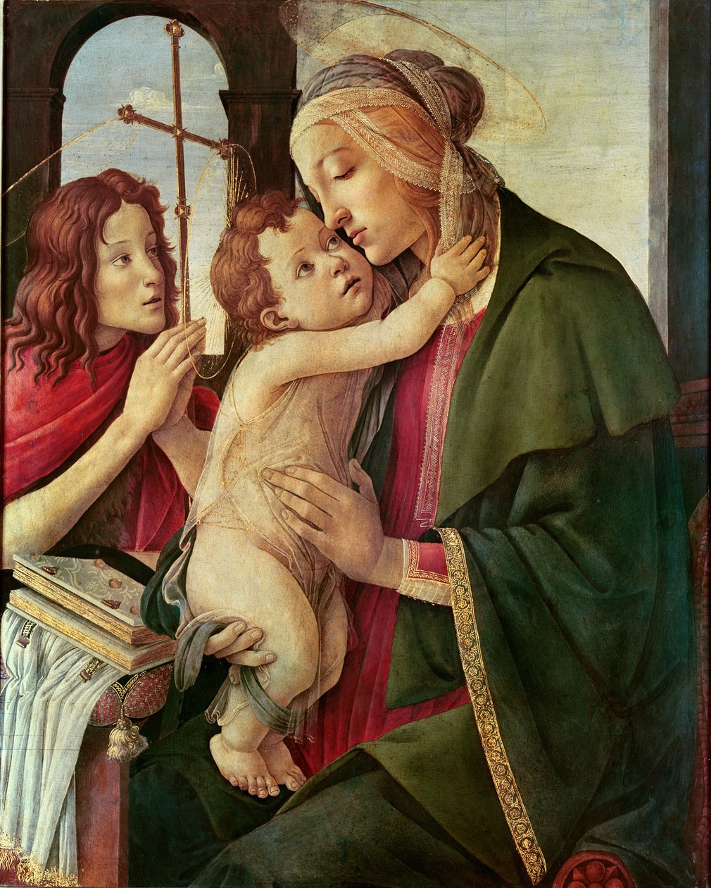Jomfru og barn med Johannes Døberen (tempera på panel) af Sandro Botticelli