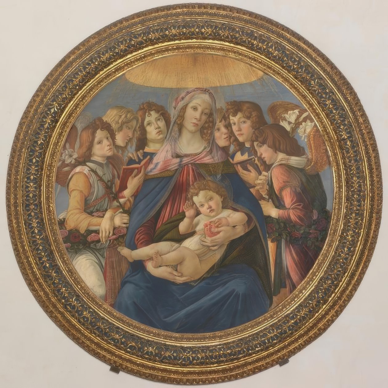 Maria med barnet og seks engle af Sandro Botticelli