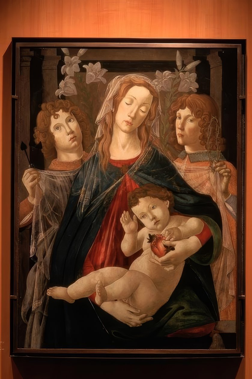 Maria med barnet og to engle af Sandro Botticelli