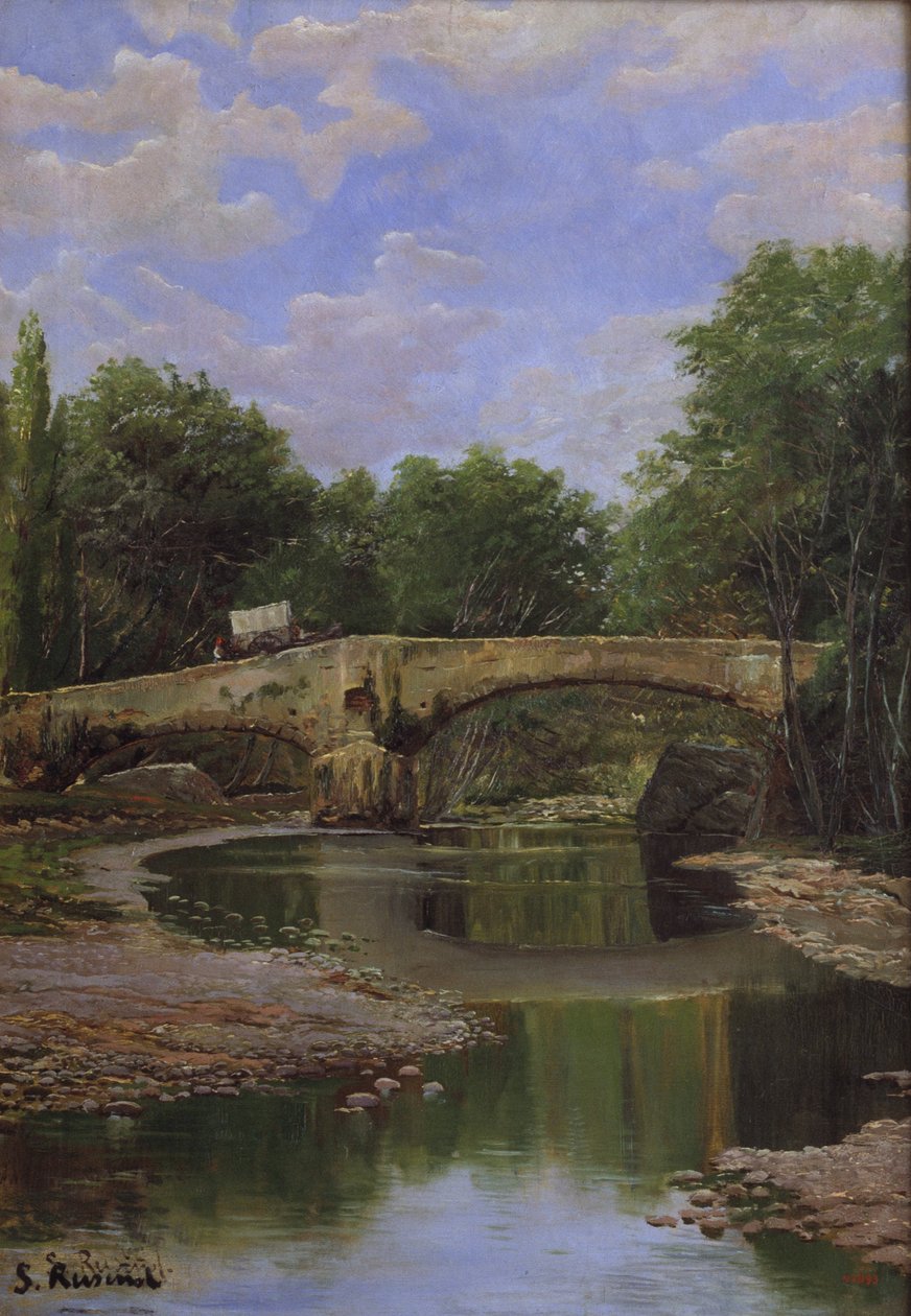 Bro over en flod af Santiago Rusiñol