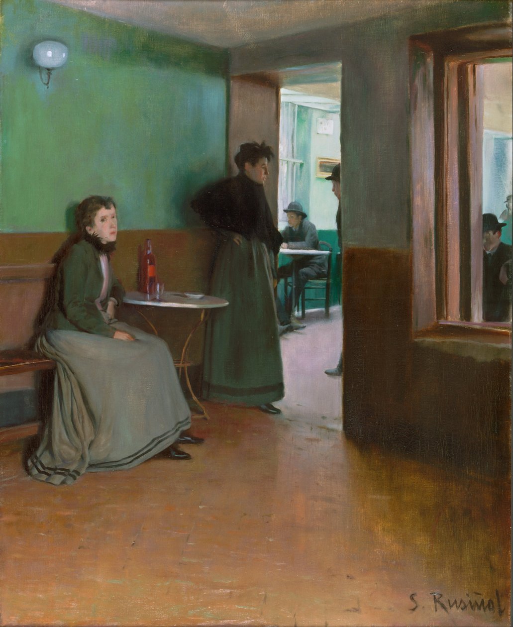 Interiør i en café af Santiago Rusiñol