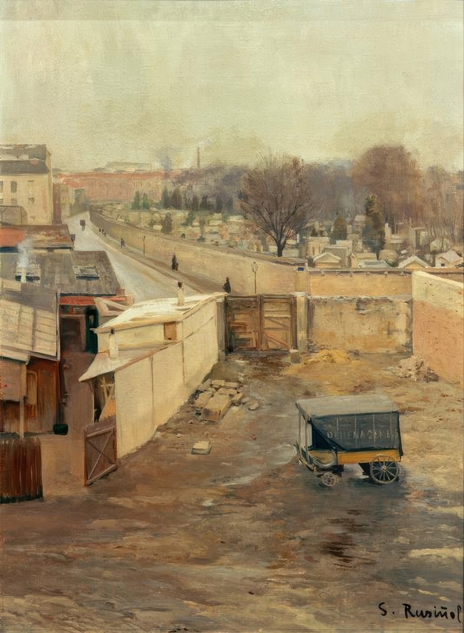 Udsigt over Montmartre-kirkegården af Santiago Rusiñol