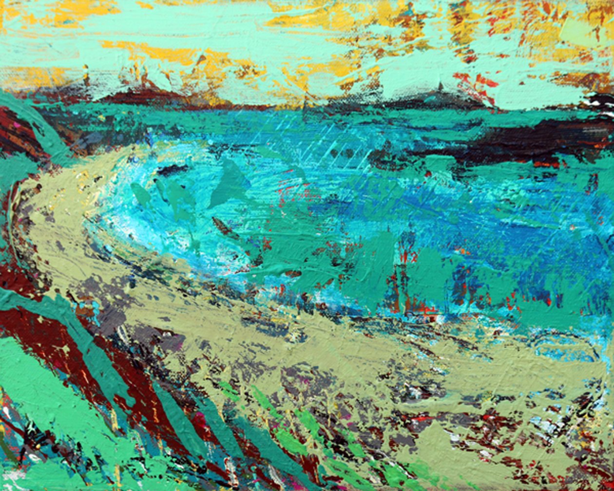 Beyond the machair (akryl på lærred) af Sara Hayward