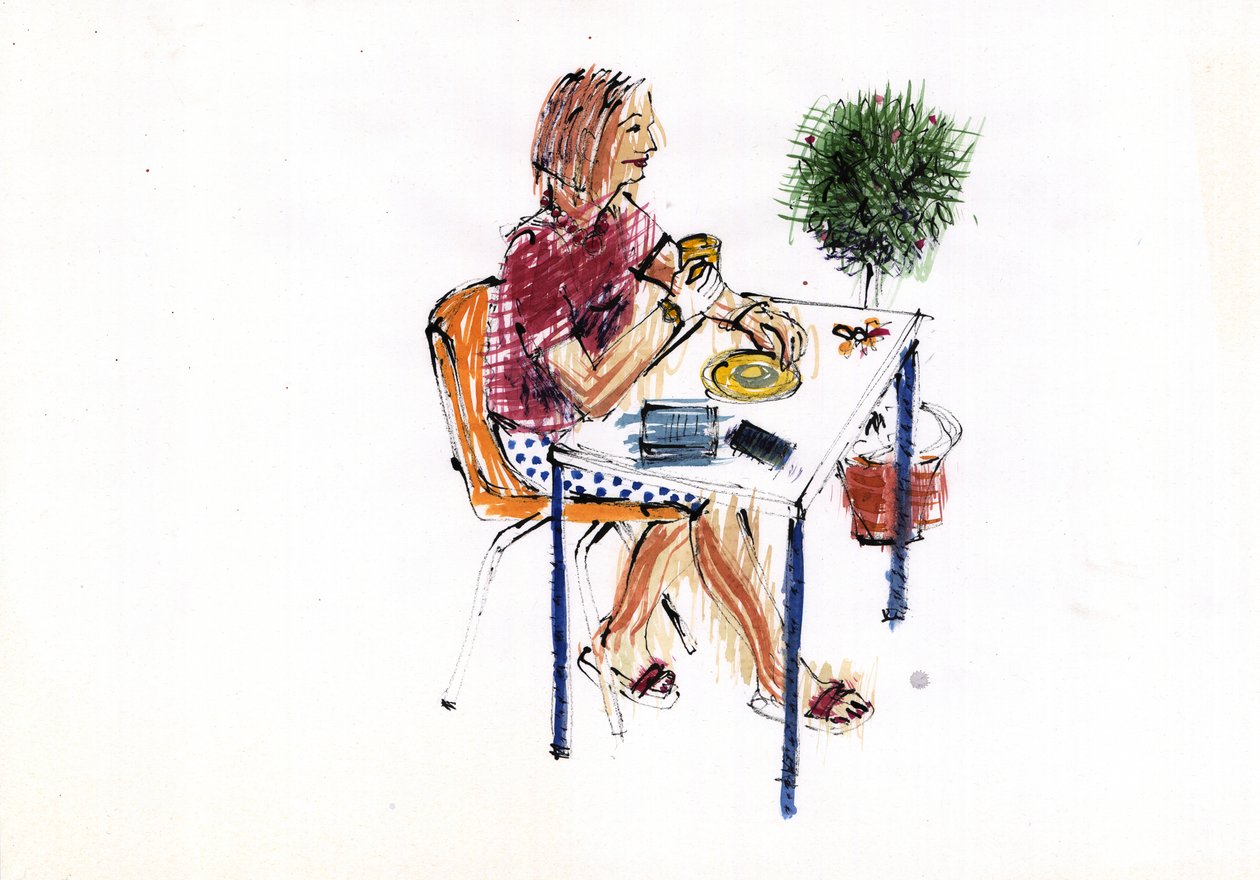Cafe, 2009 (akryl) af Sara Hayward