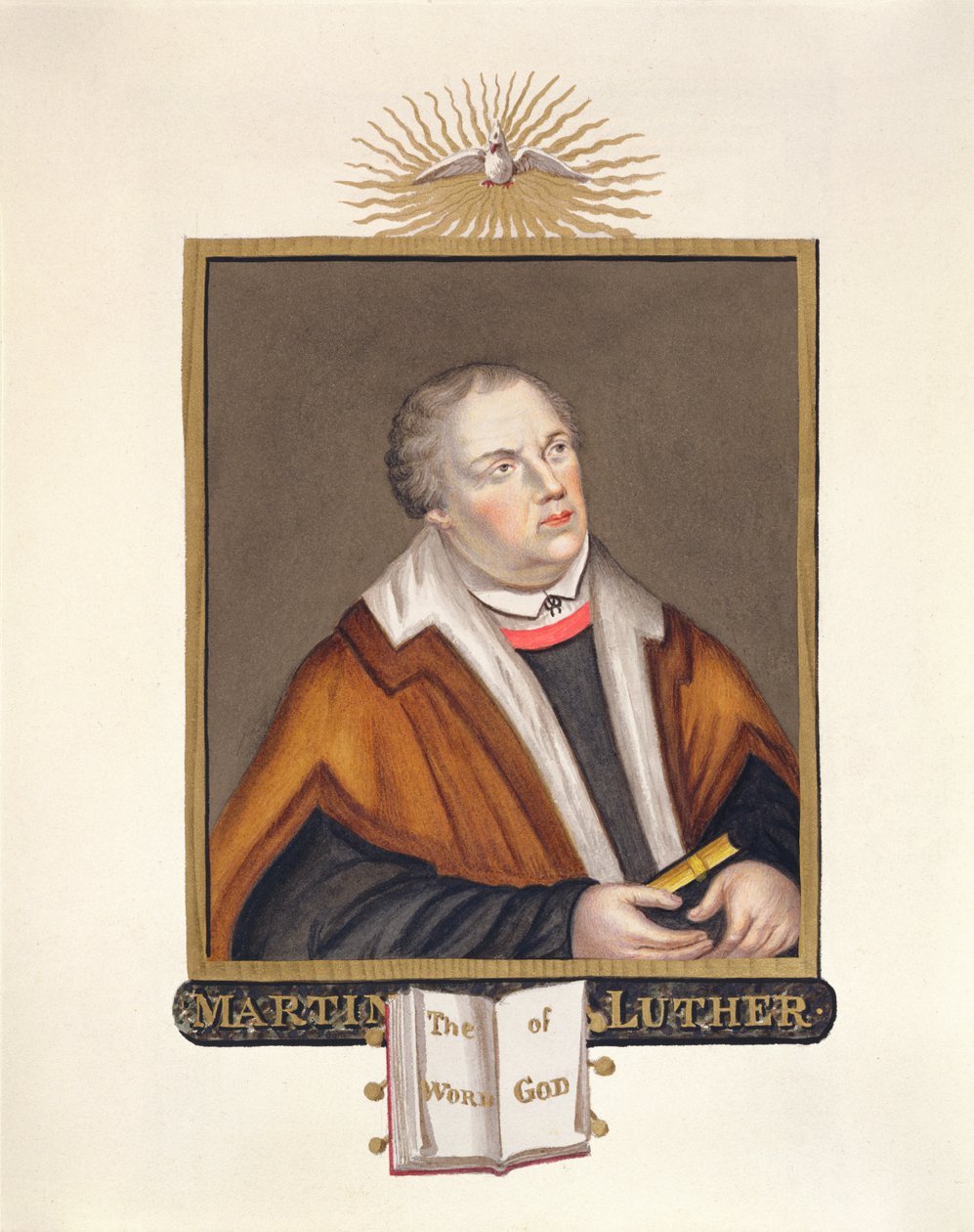 Portræt af Martin Luther (1483-1546) fra "Memoirs of the Court of the Queen Elizabeth of the Court of Queen Elizabeth", udgivet i 1825 (wc og gouache på papir) af Sarah Countess of Essex