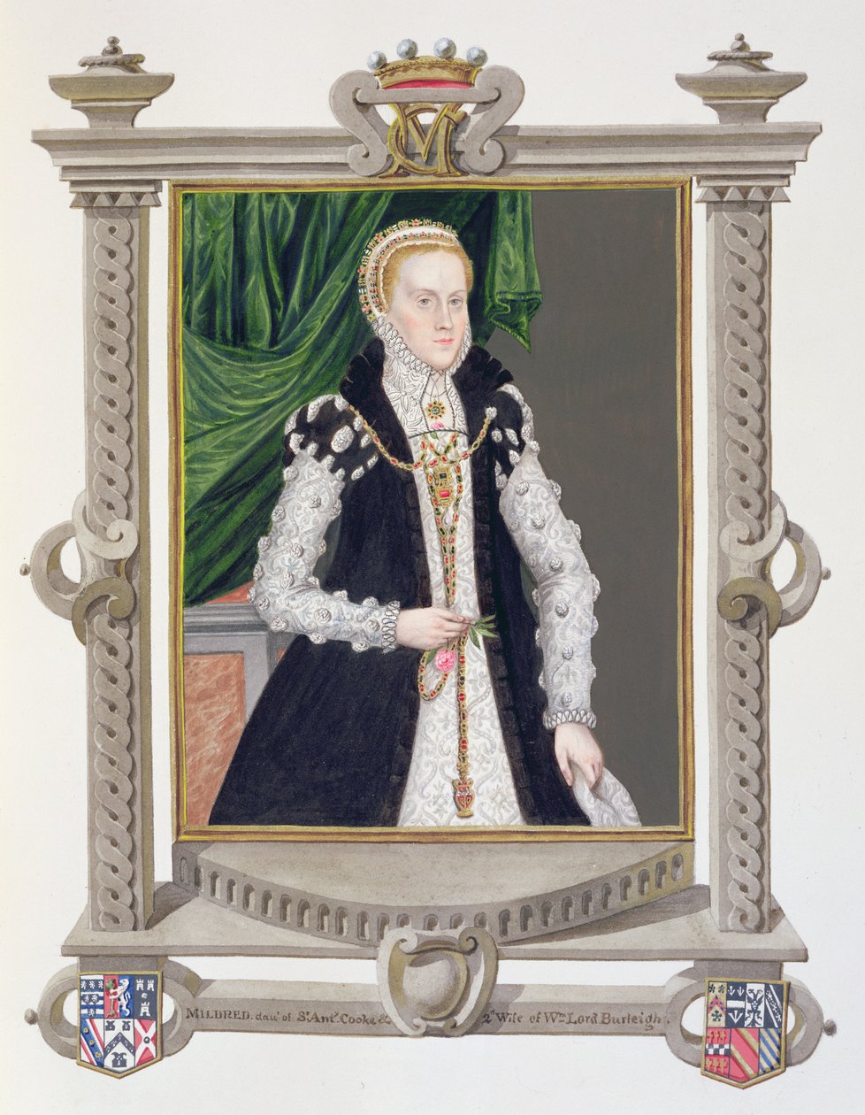 Portræt af Mildred Cooke, Lady Burghley fra 