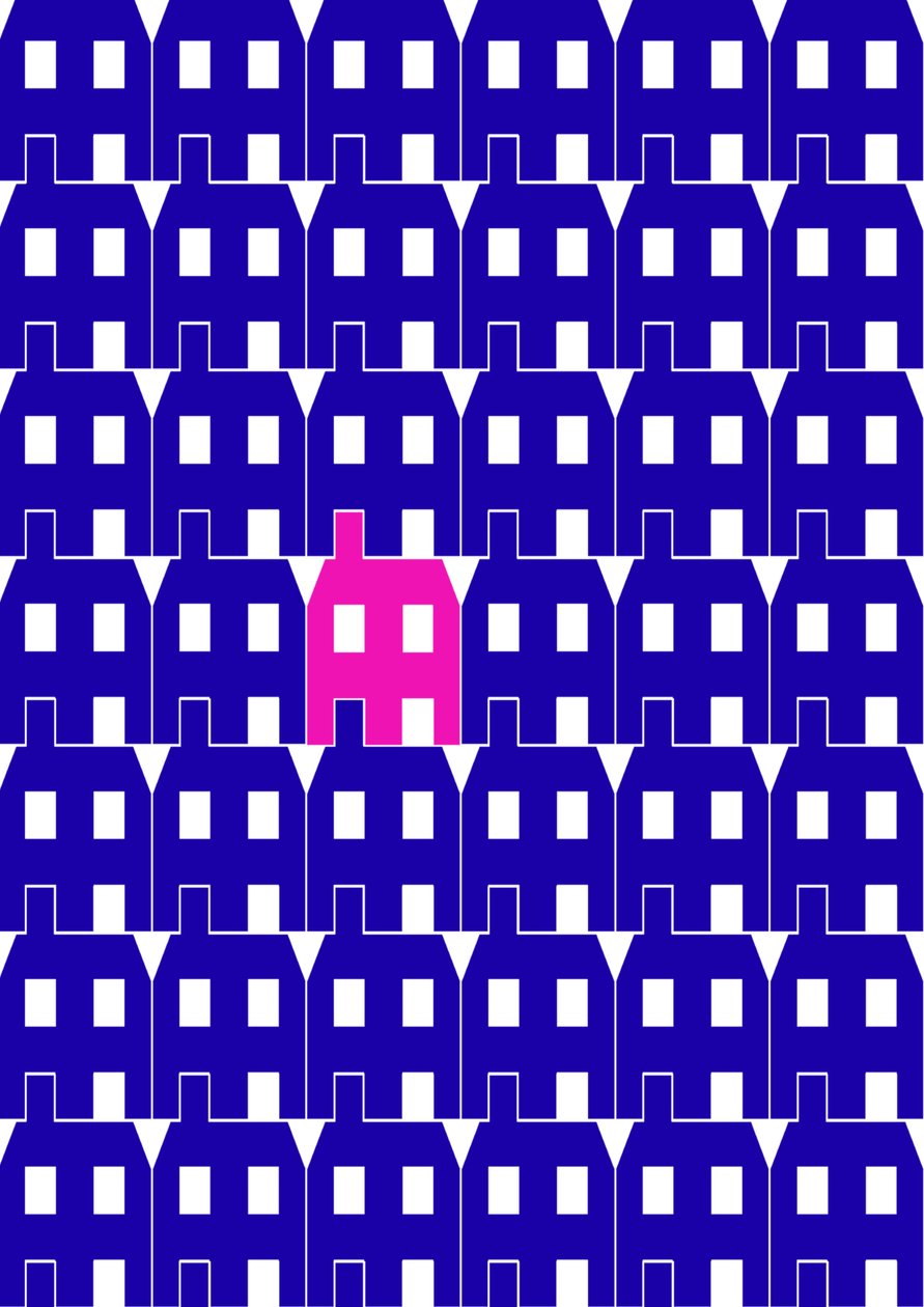 Blue Paper House_Large, 2020 (digital) af Sarah Evans
