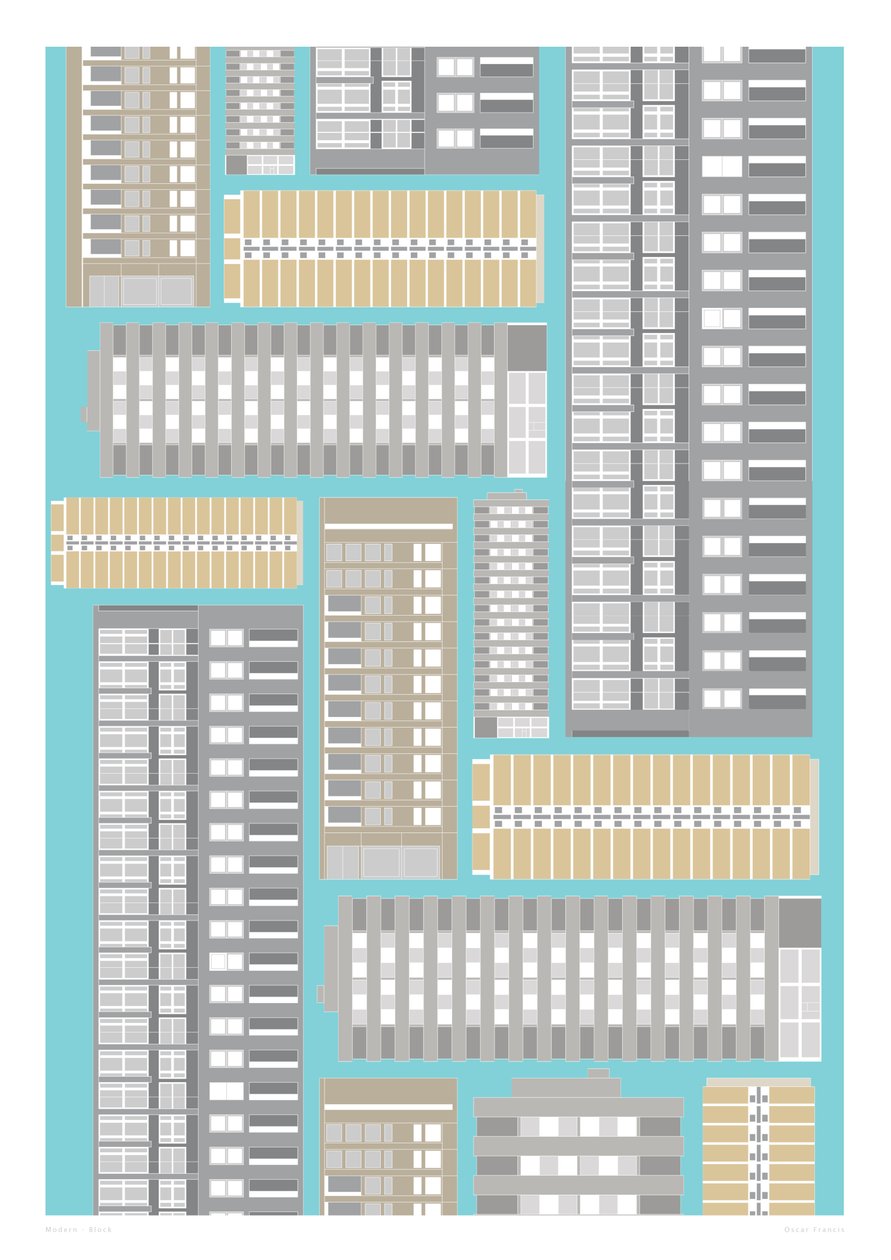 Modern Block, 2014 (grafisk giclee-print) af Sarah Evans