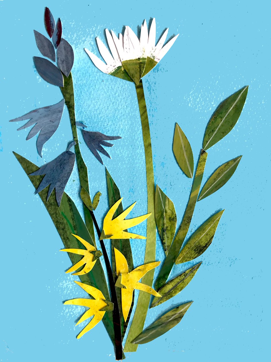 Forårsblomster, 2018 (collage) af Sarah Thompson Engels