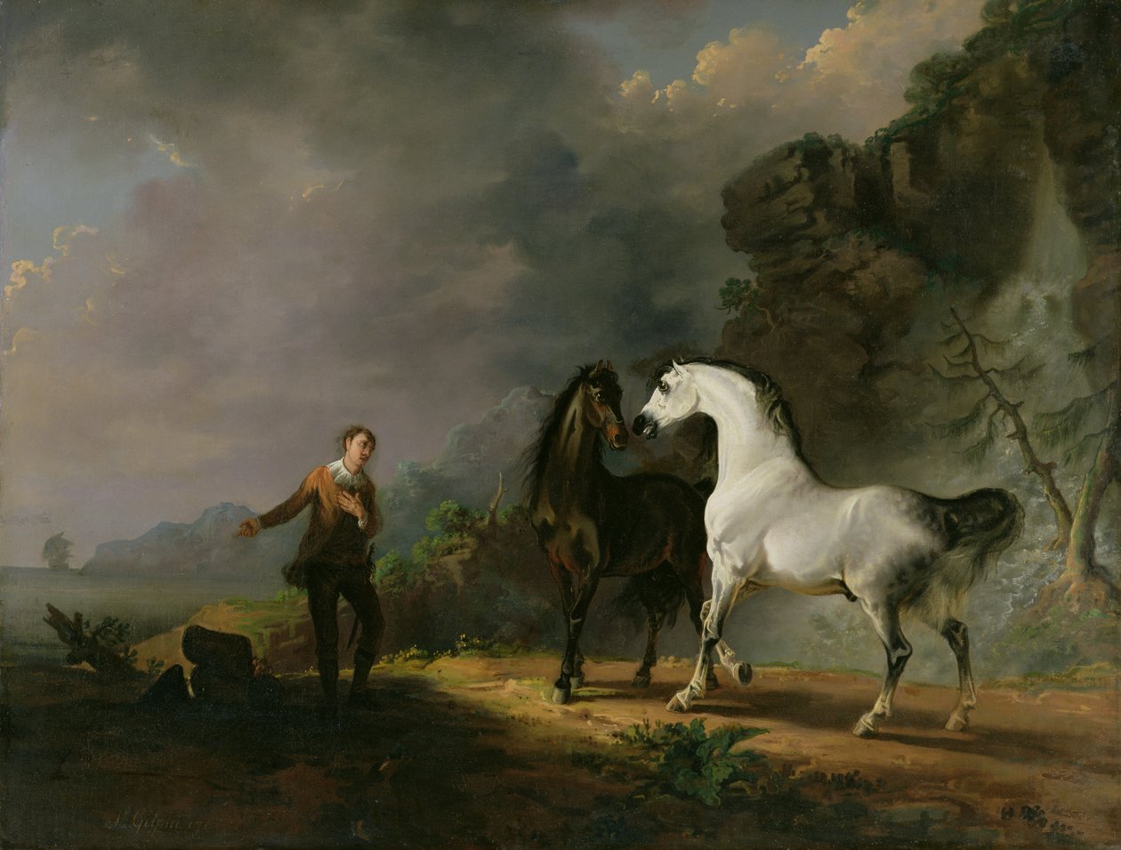Gulliver henvender sig til Houyhnhnms, 1769 af Sawrey Gilpin