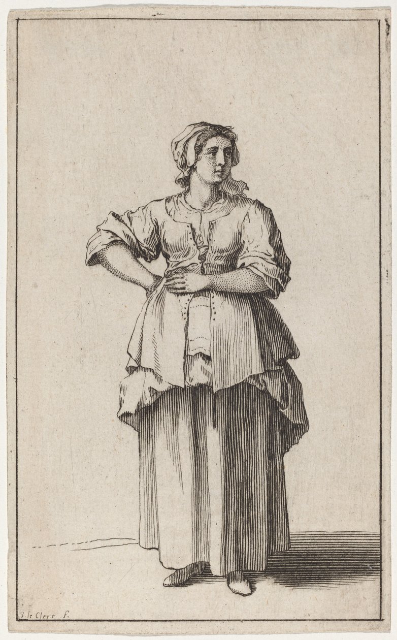 Stående Tjenerkvinde af Sébastien Le Clerc the elder