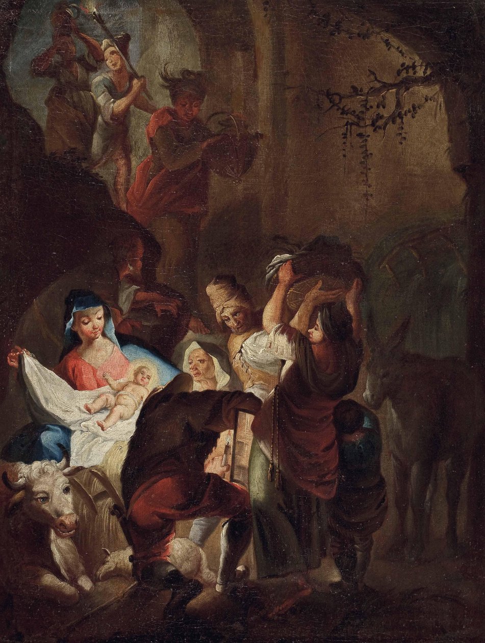 Tilbedelse af hyrderne af School of Johann Evangelist Holzer