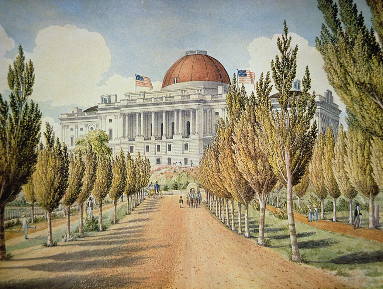 Udsigt over Capitol (farve litho) af School American