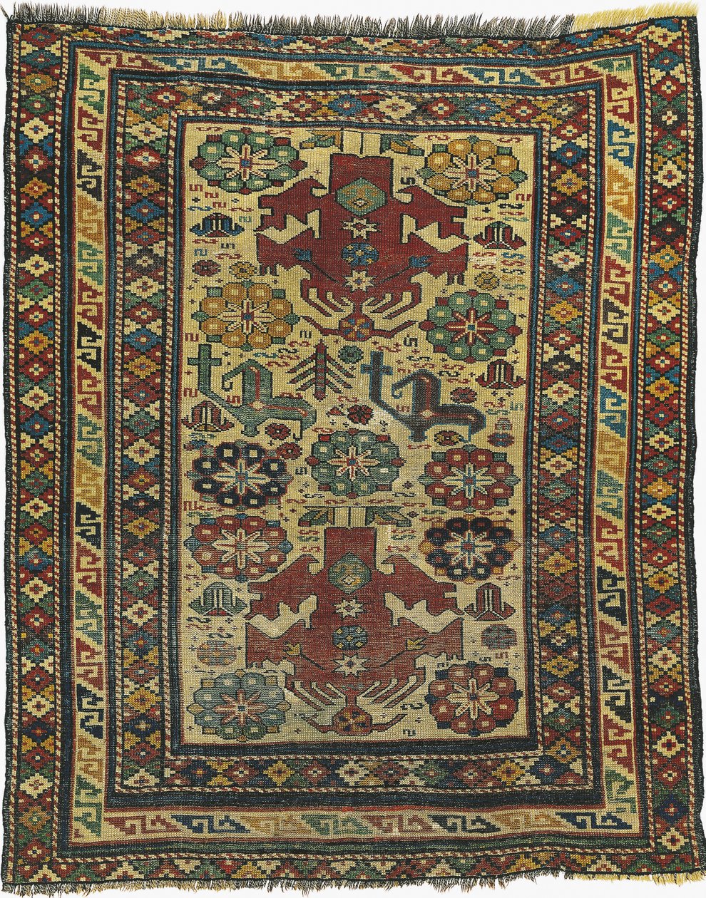 Nærbillede af et Sevan-tæppe, Armenien af School Armenian