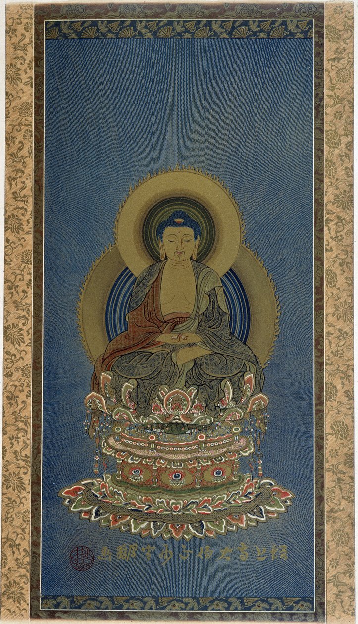 Maleri på silke - AMITABHA guddommelig Boudhist. af School Asian