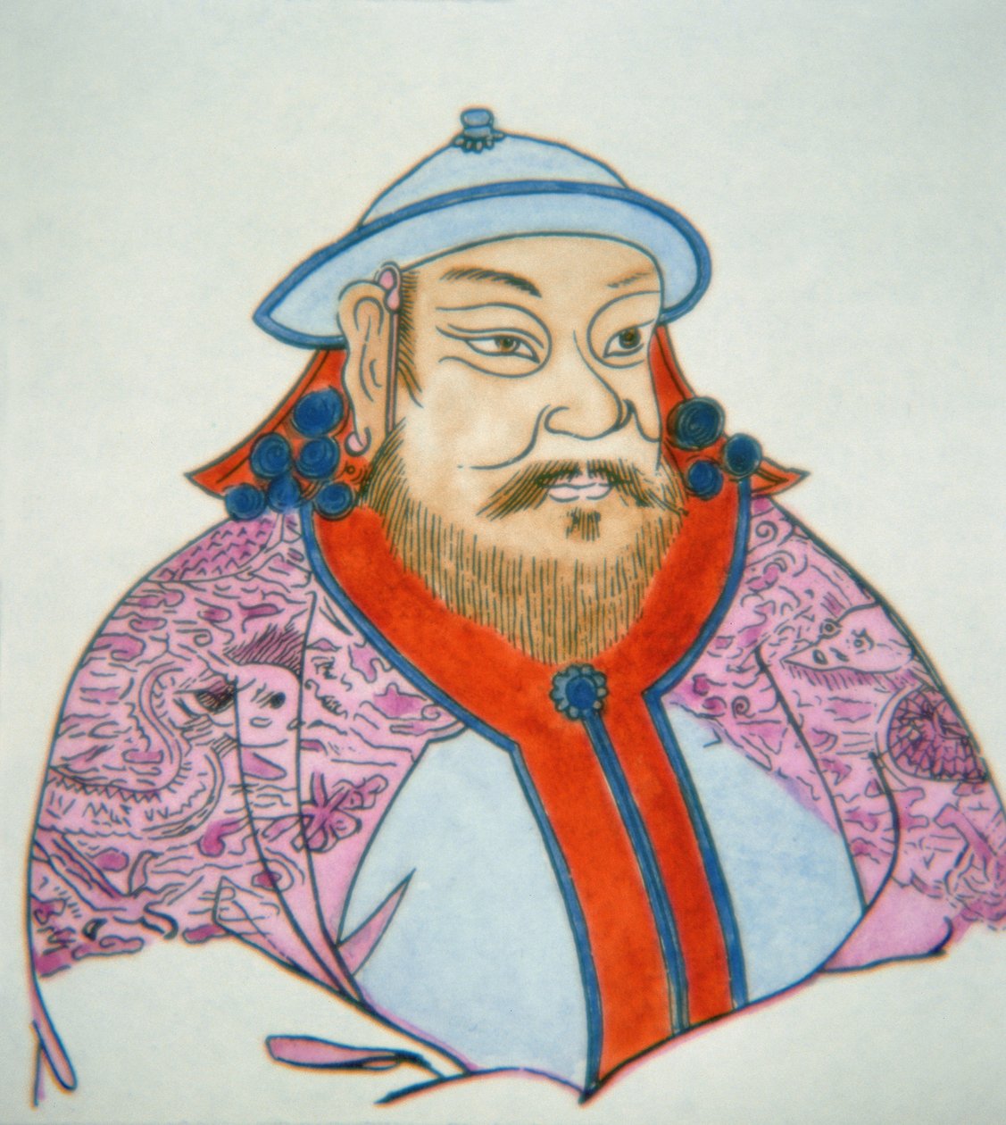 Kublai Khan (farvet blæk på papir) af School Chinese
