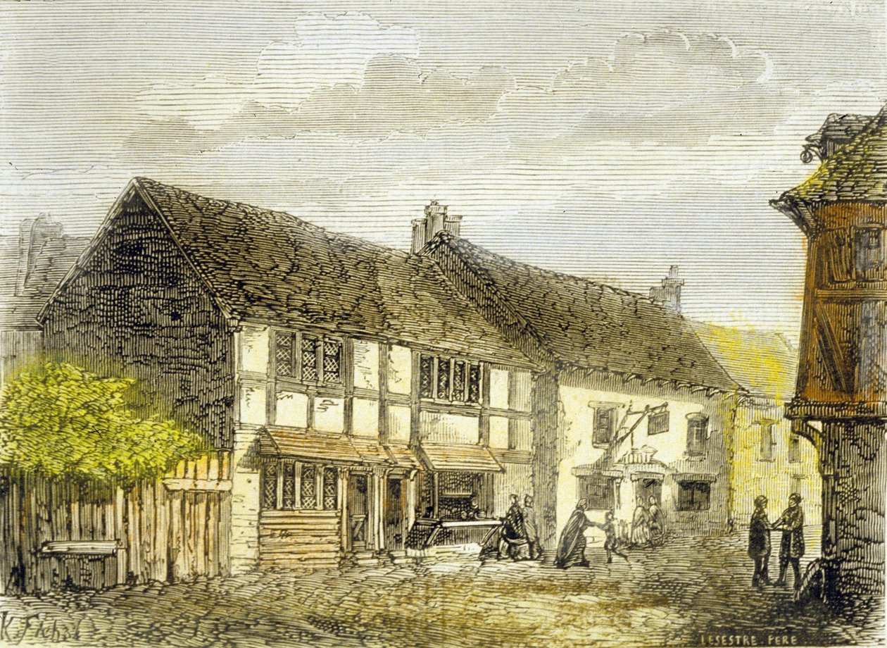 Fødested for William Shakespeare (farvegravering) af School English