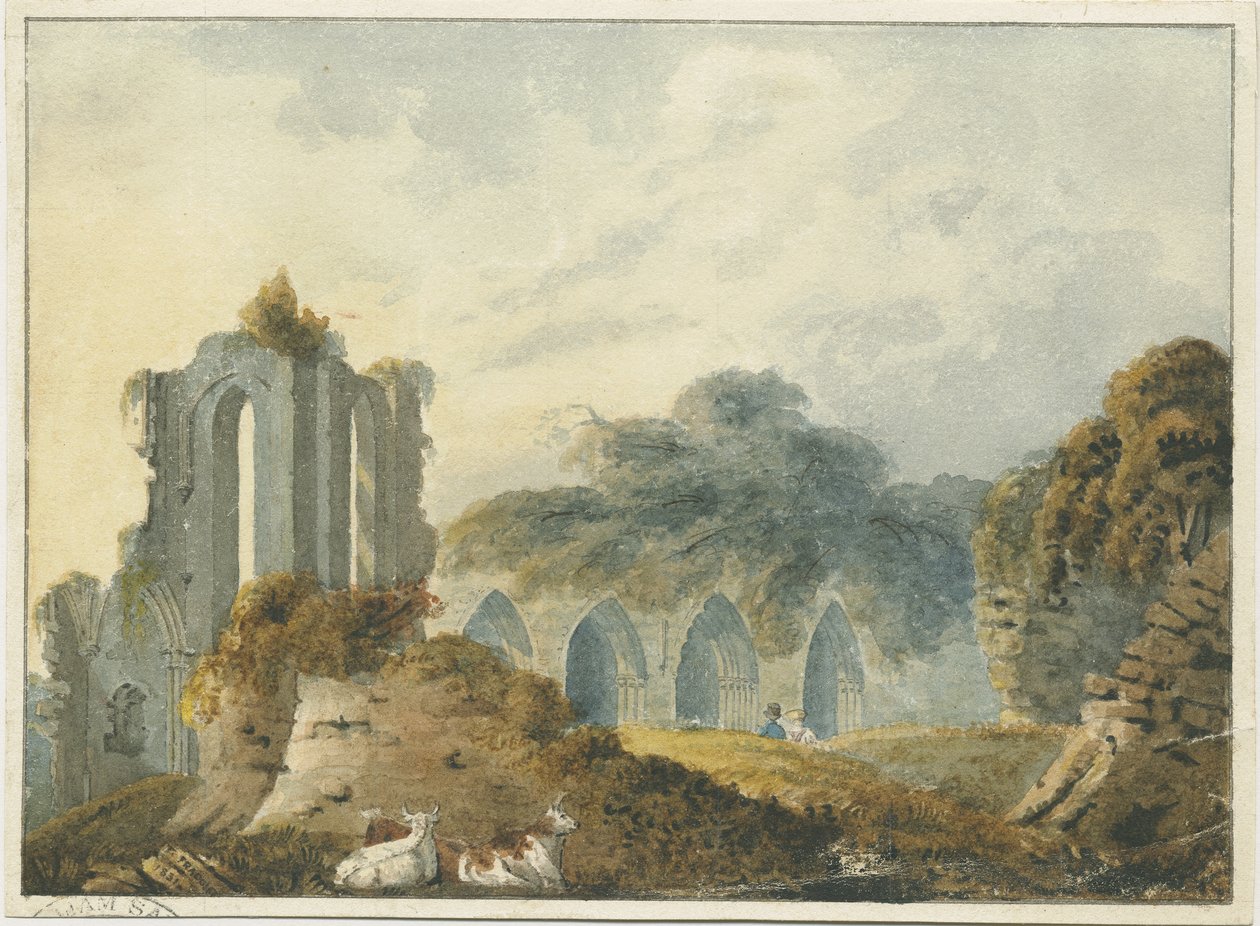 Croxden Abbey: vandfarvemaleri af School English