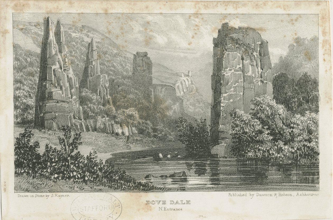 Dovedale - landskab: litografi, nd [c.1839] (tryk) af School English