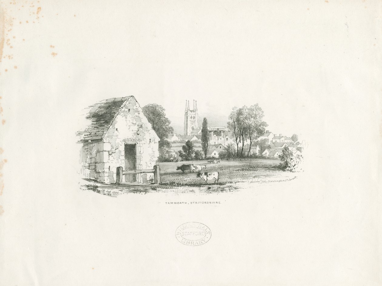 Tamworth: litografi (vignetteret) af School English
