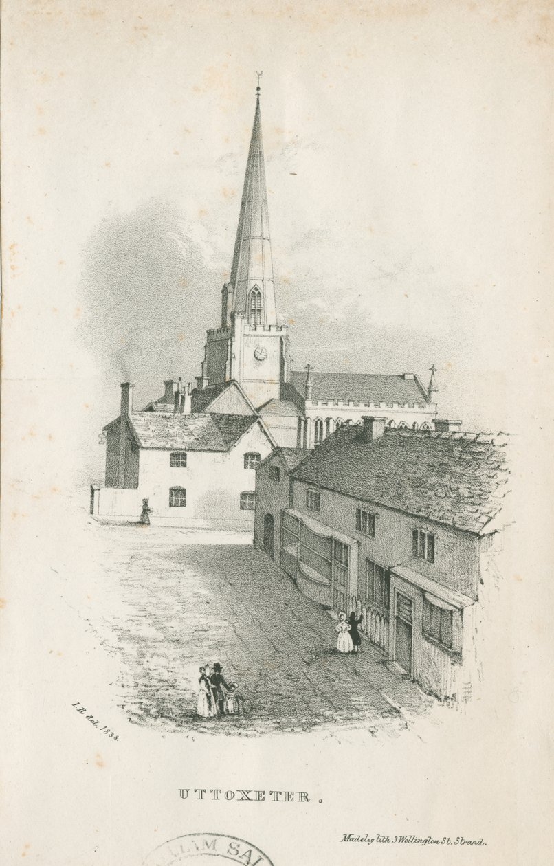 Uttoxeter kirke - litografi af School English