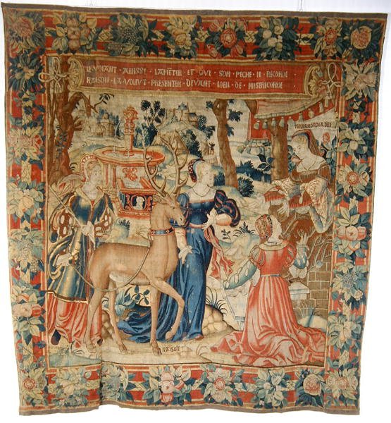 Allegorisk scene (tapet) af School Flemish