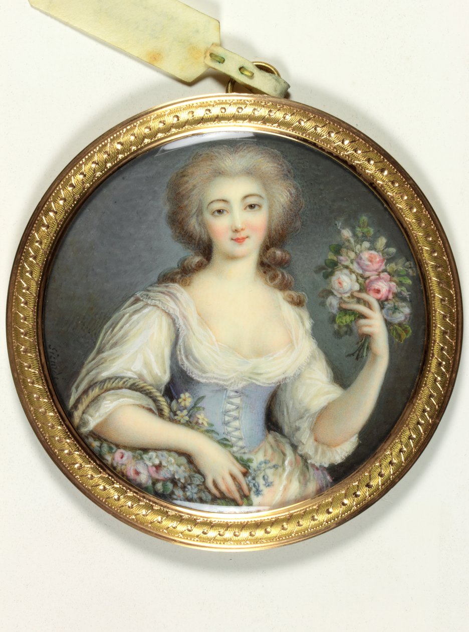 En dame ved navn Jeannette Lollier (emalje) af School French