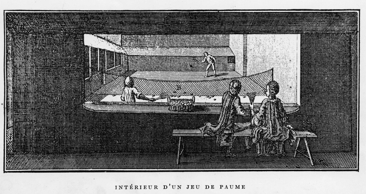 Interiør af en Jeu de Paume af School French