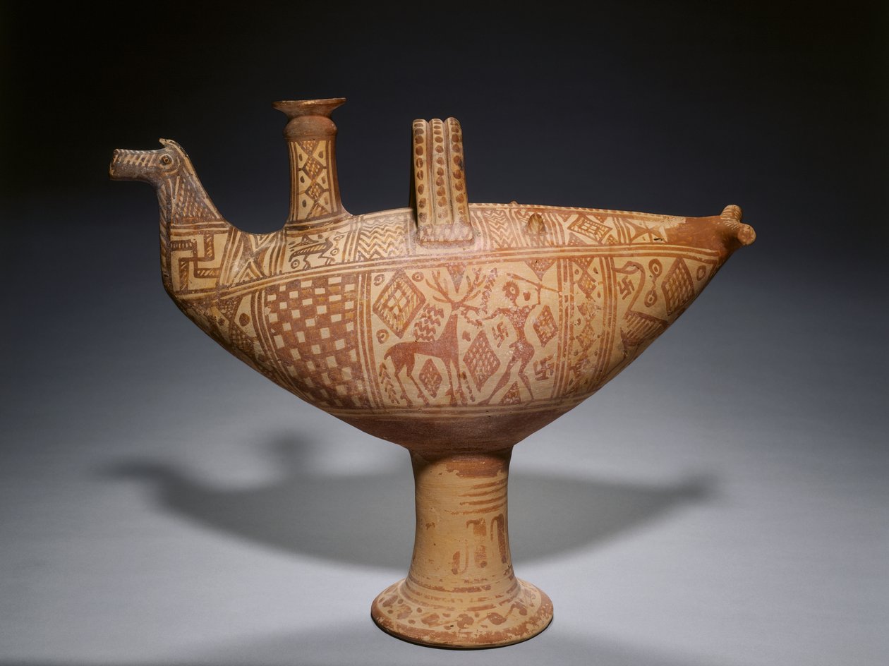 Geometrisk fugl Askos, ca. 700 f.Kr. (lertøj) af School Greek