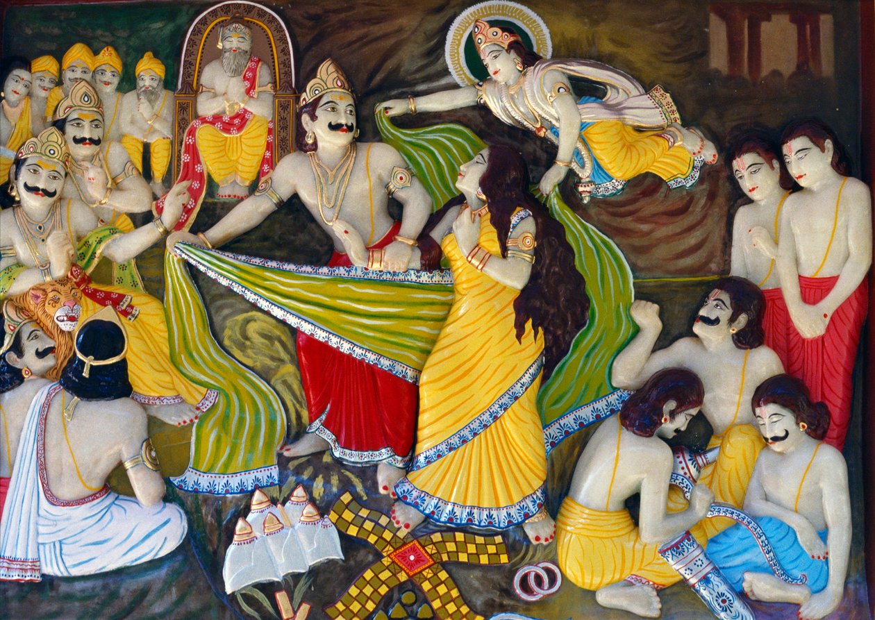 Draupadi Cheer-Haran af Dushasana Mahabharata af School Indian