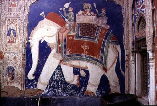 Elefant (vægmaleri) af School Indian