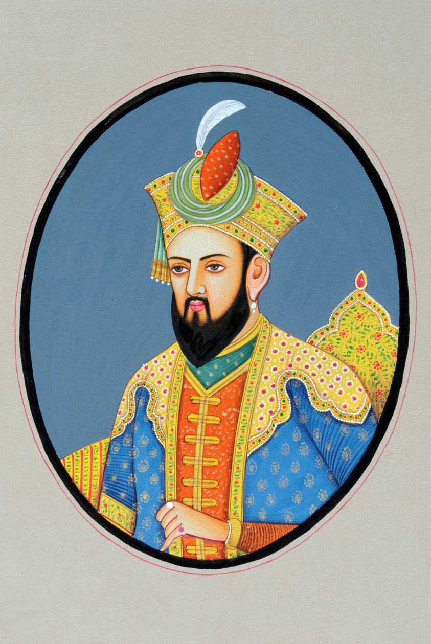 Miniaturemaleri af mogulkejseren Babur af School Indian