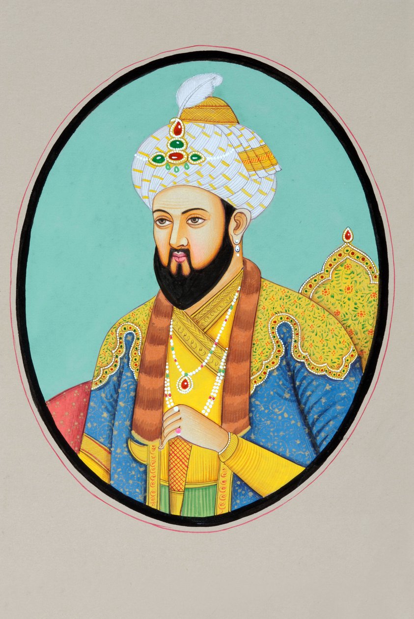 Miniaturemaleri af mogulkejseren Humayun af School Indian
