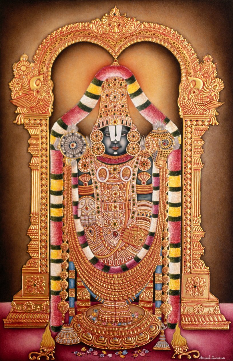Miniaturemaleri på papir af Tirupati Balaji af School Indian