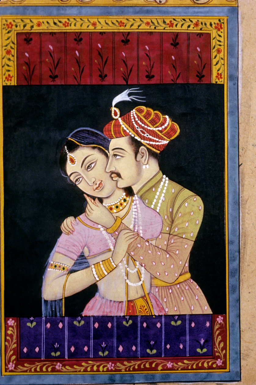 Mughal-miniaturemaleri, kærlighedsscene af School Indian