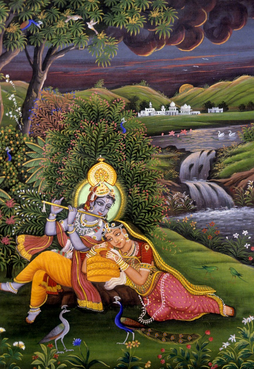 Radha Krishna-miniaturemaleri af School Indian