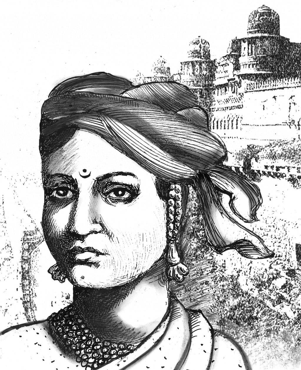 Rani Lakshmibai (litografi) af School Indian