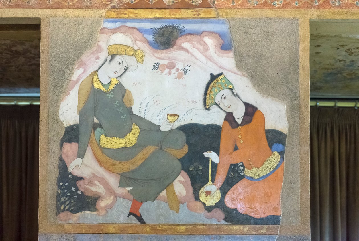 Frisk på Chehel Sotoun Palace, Esfahan, Iran af School Iranian