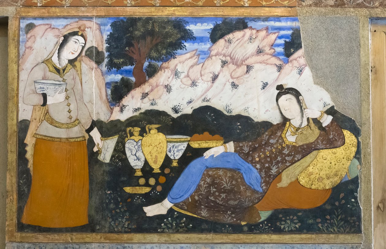 Frisk på Chehel Sotoun Palace, Esfahan, Iran af School Iranian