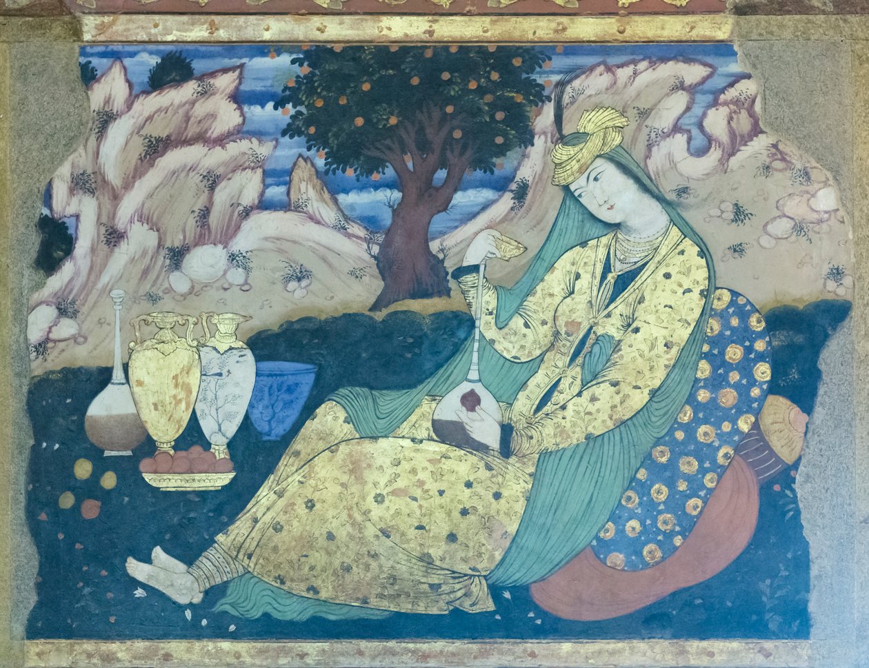 Frisk på Chehel Sotoun Palace, Esfahan, Iran af School Iranian