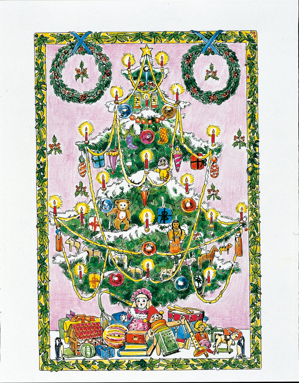 Juletræ (farve litho) af School Italian