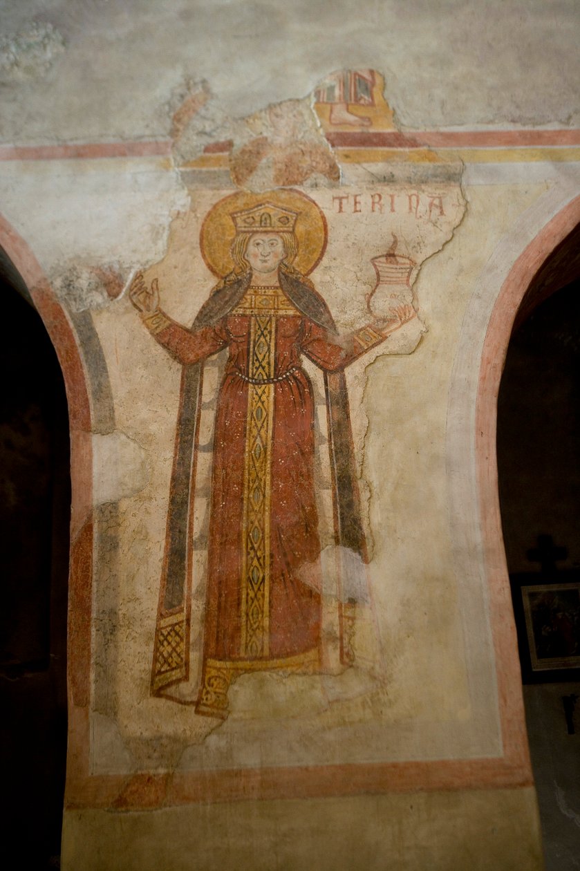 Saint Catherine (fresko) af School Italian