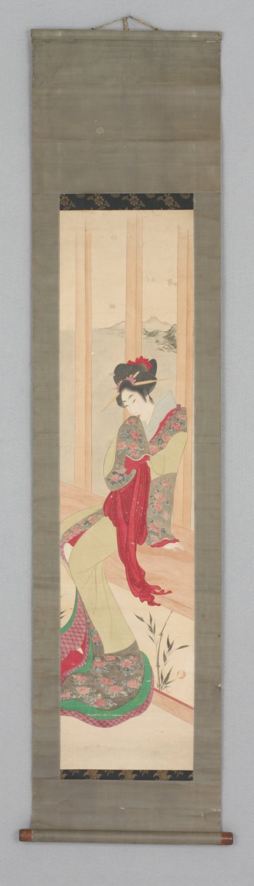 Kvinde på vinduessæde (Kakemono) af Japanese School
