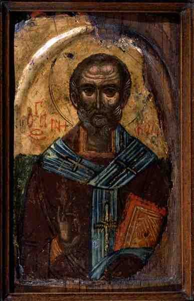 St. Nicholas, ca. 1600 (tempera på panel) af School Macedonian