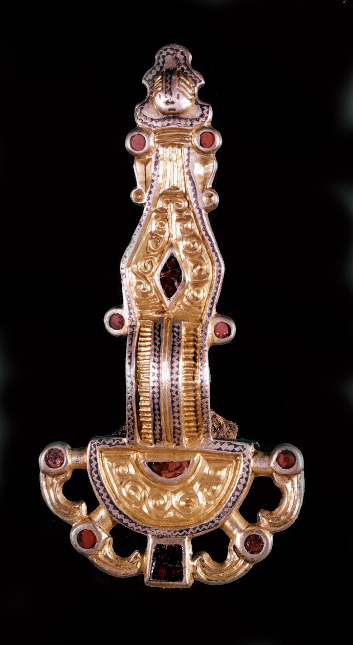 Merovinger fibula. Museum i Saint-Germain-en-Laye af School Merovingian