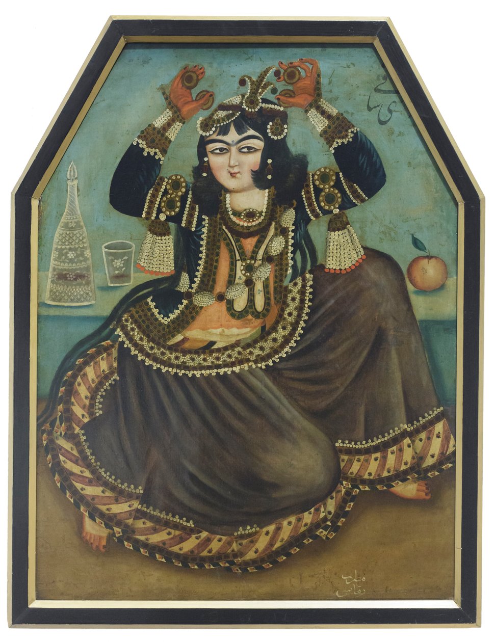 Dansende kvinde, ukendt kunstner (olie på lærred) af School Qajar