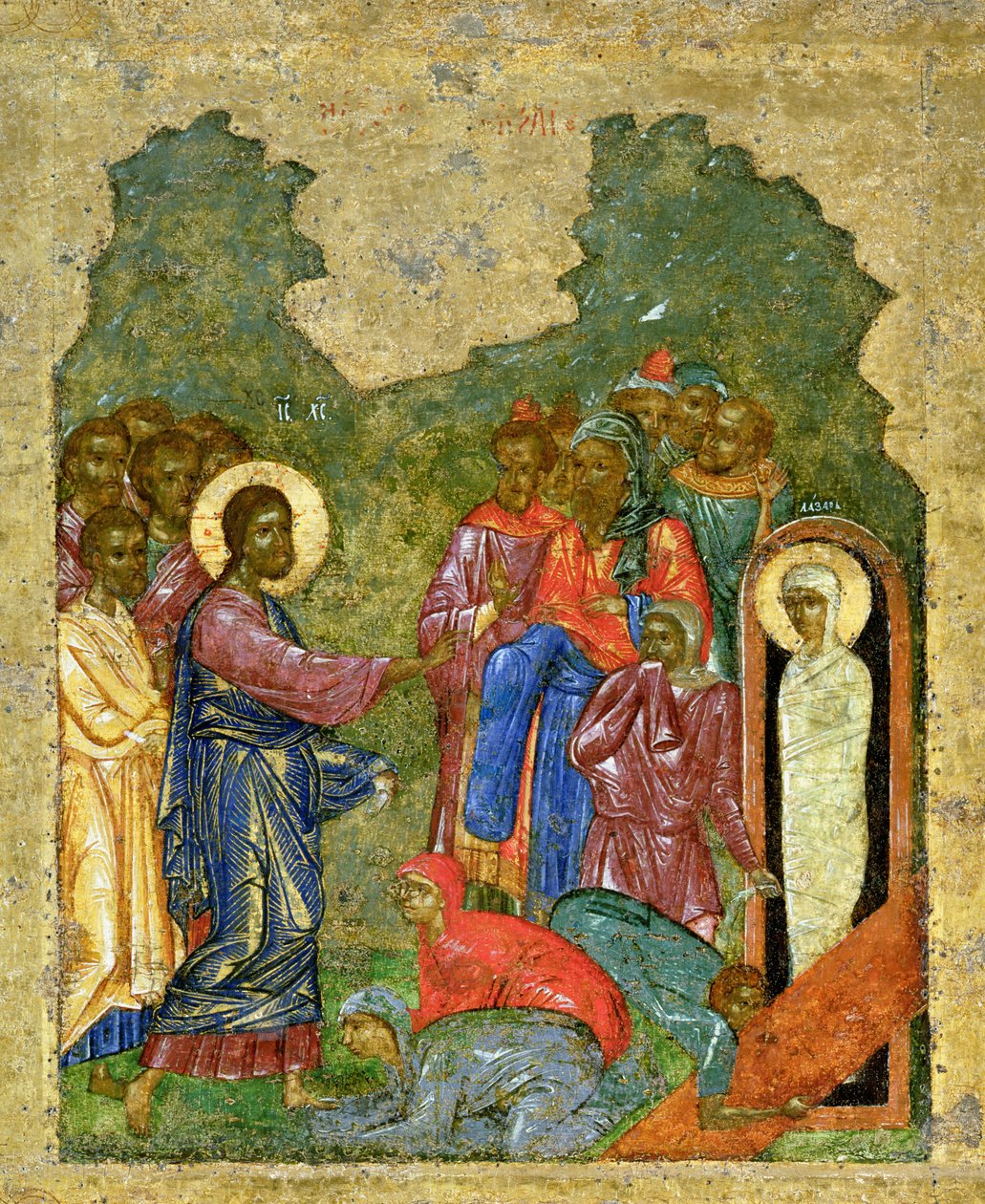 The Raising of Lazarus, Novgorod School af School Russian