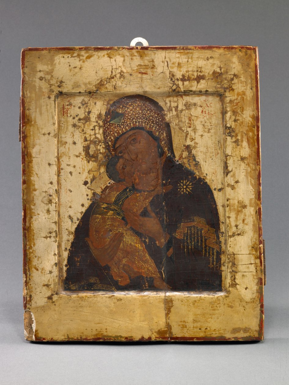 Volokolamskaya Guds Moder (tempera på panel) af School Russian