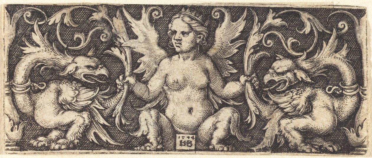 Ornament med kvindelig dæmon af Sebald Beham