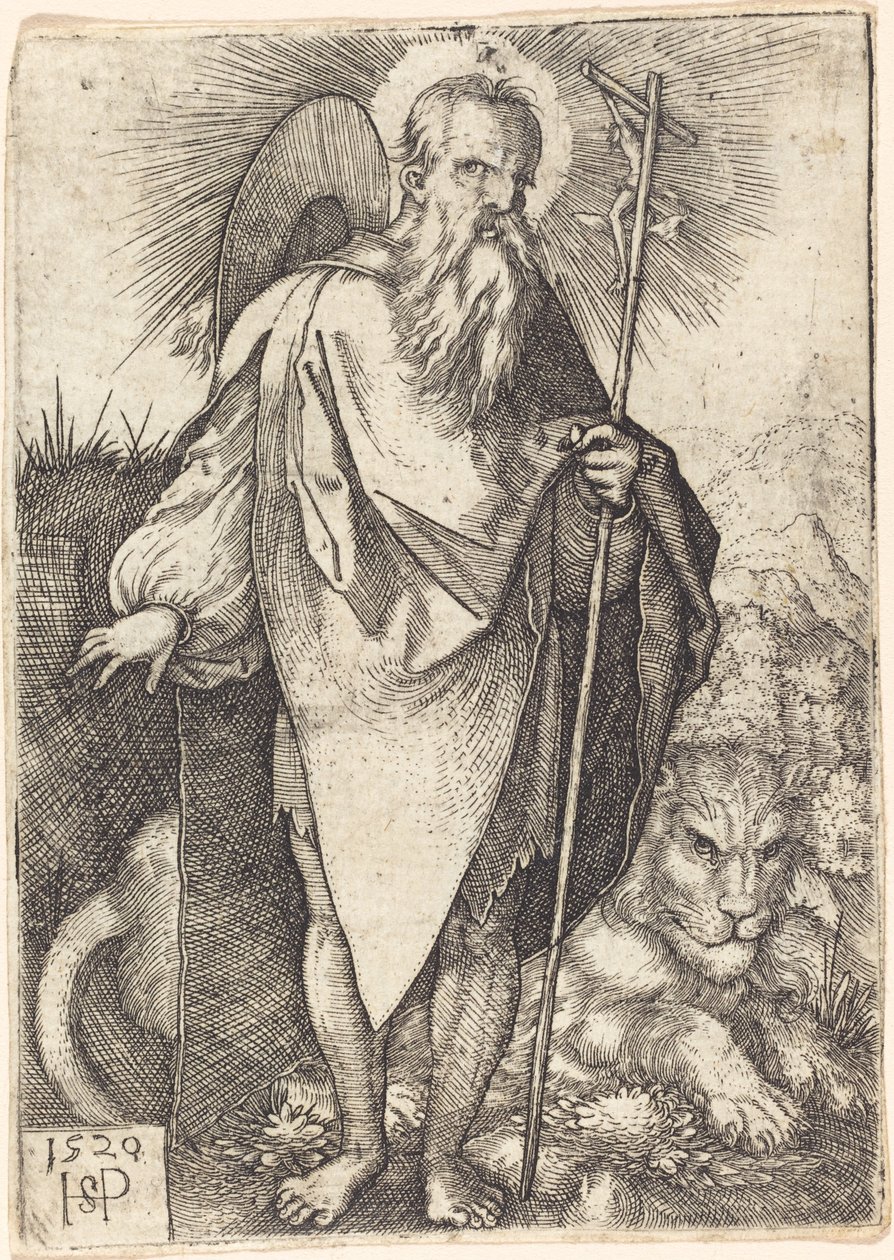 Sankt Jerome stående af Sebald Beham